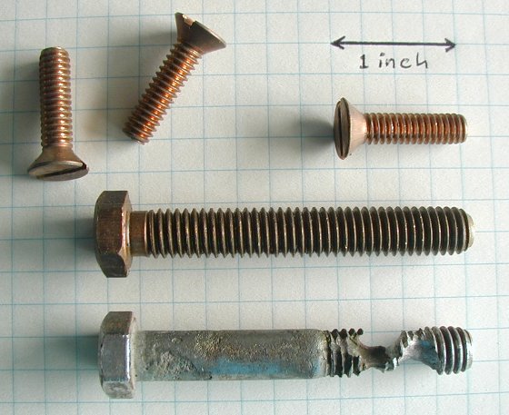 photo of
rudder bolts, including corroded stainless steel bolt